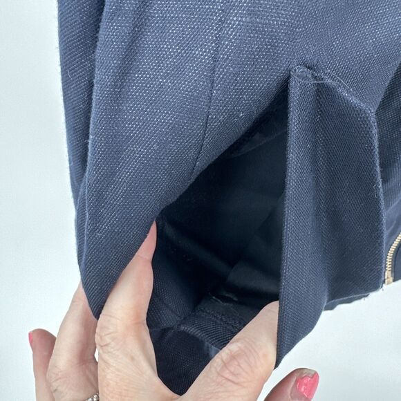 Peck & Peck Jacket Womens XL Crop Navy Blue Full Zip Linen Tencel Lightweight - Picture 7 of 8
